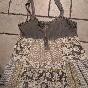 Free People Gray Smocked Detail Top